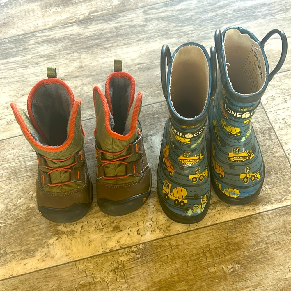 Keen and LoneCone 6/7 Toddler Boys Rain and Winter Hiking Rubber Boots/Shoes